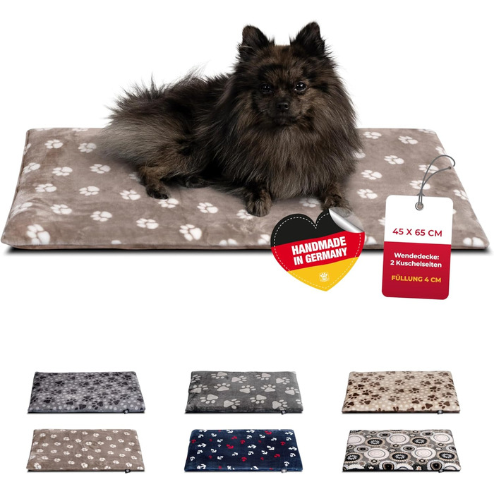 Підстилка для собак XS (45x65 см) – двостороння, м'яка, з наповнювачем 3 см – для дивана, авто, переноски – Tatze Beige, Made in Germany 45 x 65 см Tatze Beige