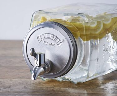 3-Liter Refrigerator Beverage Dispenser with Tap, Glass/Metal, Dimensions: 32.7 x 14 x 18 cm