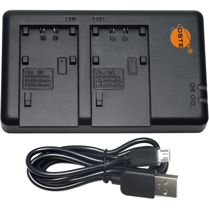 Подвійний зарядний пристрій DSTE NP-FH50 USB для Sony NP-FP50, NP-FH100, NP-FV50, NP-FV/FP/FH акумуляторів, Micro-USB