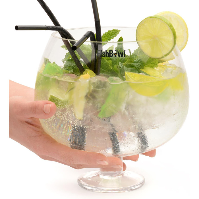 Fishbowl Extra Large Cocktail Glass, Jumbo, made of glass, extra large, 20 cm, individually (3 Liters)