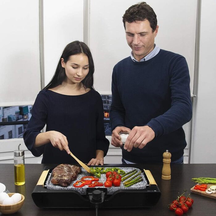 Cecotec Electric Grill Plate with Removable Parts - 1800W, Non-Stick Aluminum Teflon Coated Grill, Dishwasher Safe, Adjustable Thermostat, Large Cooking Surface