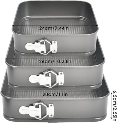 Форма для випікання тортів TIMESETL кута/прямокутна, 3 в 1, регульована, Ø 24/26/28 см, з антипригарним покриттям