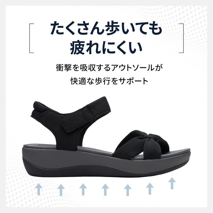 Сандалі Clarks Arla Shore жіночі чорні текстильні на широку стопу 38.5 EU, легкі та зручні для ходьби