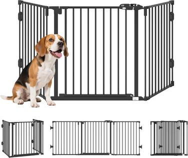 Захисне ґратка для собак PawHut - відбійник для дому, 3 панелі, чорний (202.5 x 76 см)