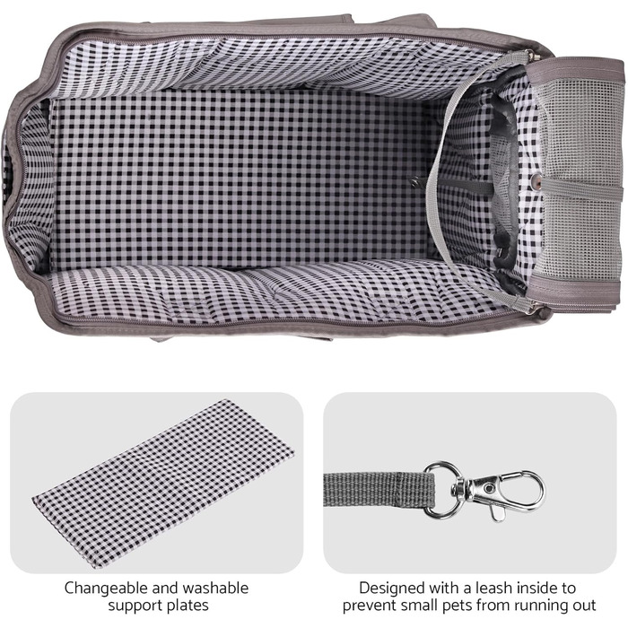Складана переносна переносна коробка для собак та котів - переносна собача коробка/сумка для транспортування до 4 кг собак та 5 кг котів для подорожей та авто | Сірий 40x16x32 см, сірий L 16 x B 32 x H 40 см