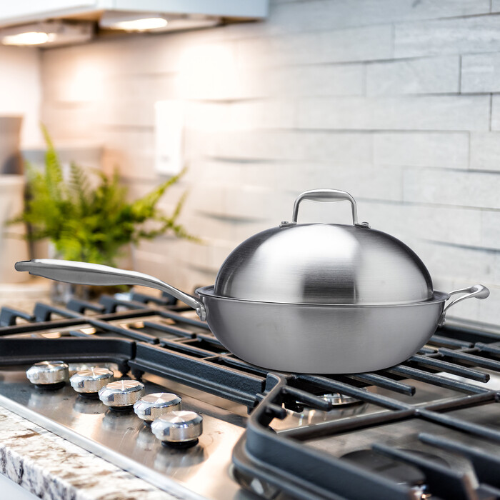 Relaxdays Stainless Steel Wok with Lid