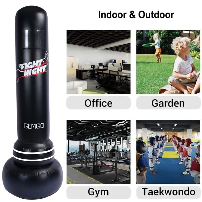 Boxsack with stand for children and adults, JanTeelGO children's boxing bag 180 cm with pocket design, 0.4 mm thick PVC Big Speed Ball – Instant rebound, Tumbler for Karate