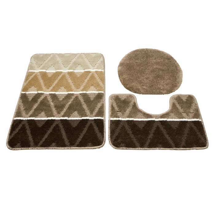 Набір антиковзаних килимків у ванну PALMA (3 шт.) з ромбами, бежево-коричневий