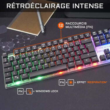 G-LAB Combo Yttrium – Ігровий комплект Azerty RGB: Клавіатура з 105 та миша з 2400 DPI, Mousepad – для PC, PS4, PS5 (Нова)