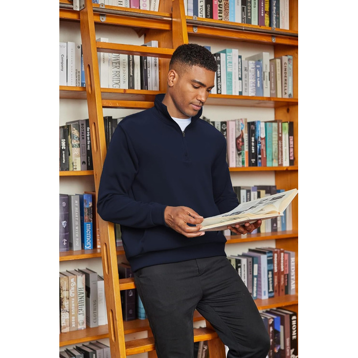 Світшот PINSPARK чоловічий з ¼ блискавкою, довгим рукавом, без капюшона, темно-синій (Navy Blau), 3XL