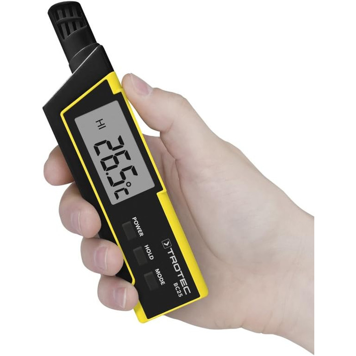 TROTEC Hygrometer BC25 – Humidity Meter and Thermometer – Measuring range -20 °C to +50 °C, Heat Index (HI), apparent temperature (WBGT)