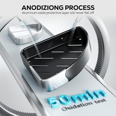 Поличка для душу Nieifi без свердління, кутова, з нержавіючої сталі, 4 яруси, чорна