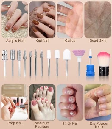 Електрична нігтьова фрезер 45000 RPM з LCD-дисплеєм для манікюру та педикюру, професійна, рожеве золото