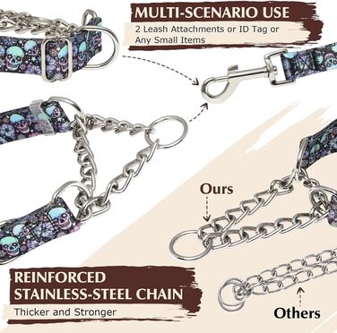 Нашийник для великих собак Martingale, нержавіюча сталь, протитягальний, XL (22-28 дюймів), блакитний