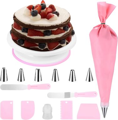 Набір для тортів: обертова платформа, насадки для крему, скребок для вирівнювання | Все для випічки