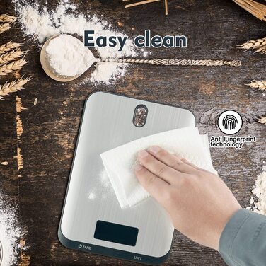 Кухонні ваги QL: цифрові, до 10 кг, з нержавіючої сталі, LCD дисплеєм та функцією тарування. Ідеальні для випічки та приготування їжі. Чорний колір.