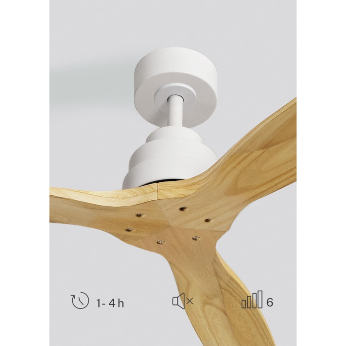 Вентилятор стельовий CREATE Windstylance Natural Wood з підсвічуванням, білий, WiFi, пульт, 132 см, двосторонній, 40W