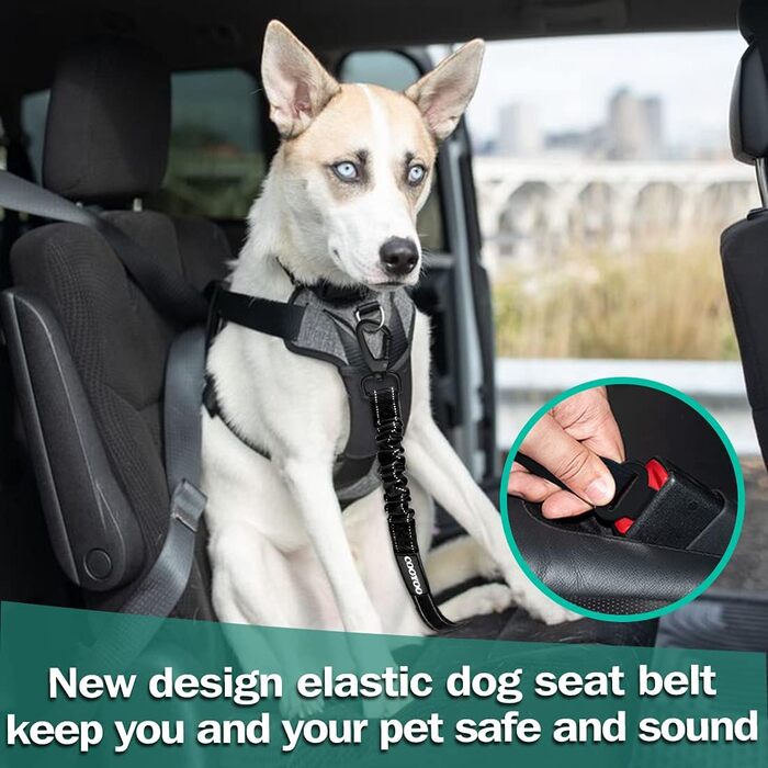 Пояс для безпеки собаки COOYOO: регульований, з міцного нейлону, з відбиваючими елементами. Автодзеркало для собак, котів та інших домашніх тварин