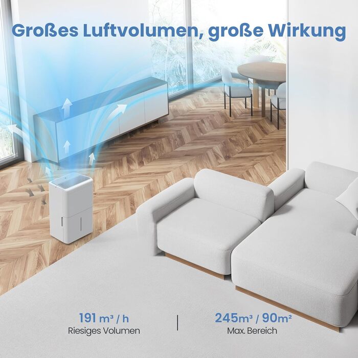 Електричний осушувач повітря Newentor 25L: для підвалу, дому, 215 м³/80 м², з таймером, фільтром, шлангом, гарантія 10 років