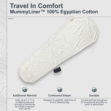 Кокон-вкладиш Cocoon мумія з єгипетської бавовни Tuareg, натуральний, 241x89/56 см