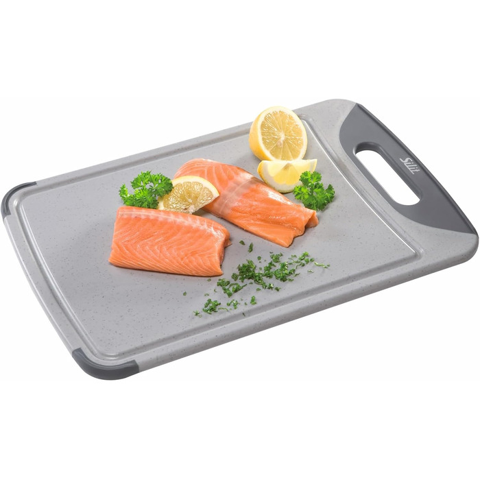 Дуршлаг Silit 38 x 25 см, прямокутний, з ABS-пластику, для нарізання, з жолобками для соку, з ручкою, придатний для миття в посудомийній машині, бережний до ножів