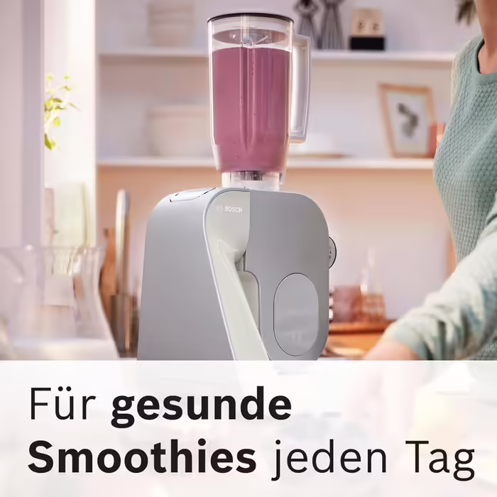 Bosch Kitchen Machine Series 4 MUM58L20, Stainless Steel Bowl 3.9 L, Mixer 1.25 L, Planetary Mixer, Dough Hook, Beater and Whisk Stainless Steel, Food Processor with Through-Feed, 3 Discs, 1000 W, Grey/Silver Grey / Silver