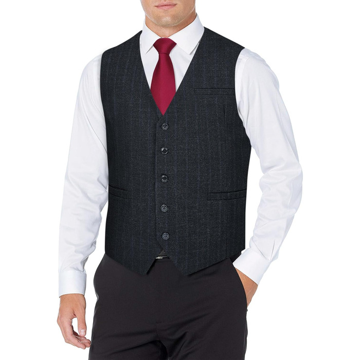 Жилет чоловічий HISDERN в клітинку, формальний, класичний, бавовна, для весілля, в клітку 'Геллер', костюмний, чорний, сірий, XL