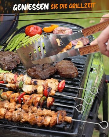 Набір гриль-посуду, 12 предметів, нержавіюча сталь, з кейсом, довговічні інструменти для барбекю, кемпінгу, професійний набір для грилю для чоловіків та жінок