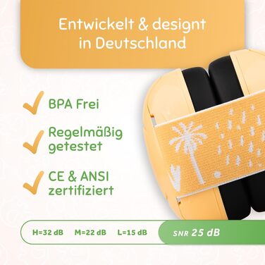Schallwerk Mini+ (Dusty) - Навушники-захисники для малюків (жовті) - Шумоізоляційні навушники для дітей преміум-якості