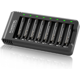 Зарядний пристрій PowerOWL для акумуляторів AAA Pro, 8 шт. - зарядка для перезаряджуваних акумуляторів AA/AAA NIMH