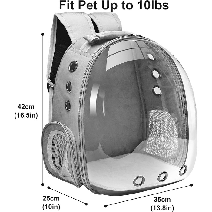 Сумка-переноска для котів, домашніх тварин, рюкзак-переноска, передня кишеня для маленьких, середніх котів, цуценят, собак (сіра)
