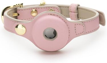 Cupertino Dog Collars, Harnesses & Leashes from Vegan Leather with Dog Tracker Device Holder, Adjustable Dog Collar (Small (Neck: 12x15), Pink) (Medium (Neck: 15x19), Pink)