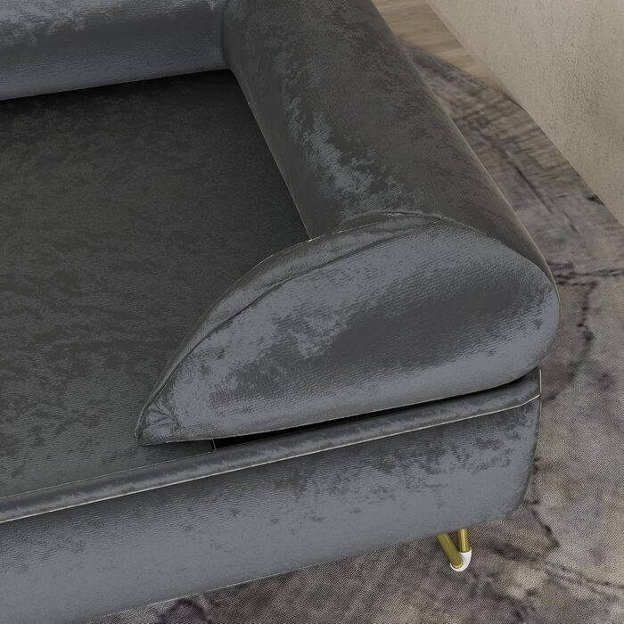 Диван для собак PawHut, лежанка для домашніх тварин з знімною спинкою, знімний чохол, сірий