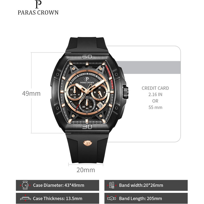 Чоловічий годинник-хронограф на кварцовому механізмі з японським годинниковим механізмом, 5ATM, корпус з нержавіючої сталі, ремінець з силікону (чорний)