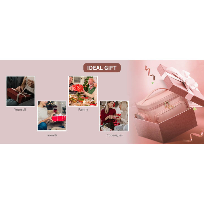 Косметичка велика для подорожей, жіноча косметичка з відділенням для пензлів, портативна органайзер для макіяжу (рожева)