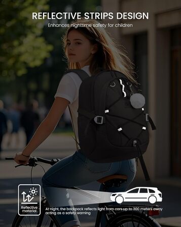 Шкільний рюкзак LOVEVOOK для підлітків та дівчаток, 5 клас, з нагрудною стрічкою, легкий, 15.6', чорний