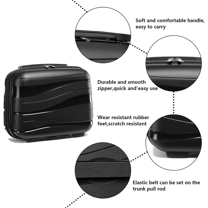 Набір валіз KONO 2 шт: велика валіза-тролі (56 см) + косметичка з поліпропілену, з 4 колесами та TSA-замком (кремовий білий)