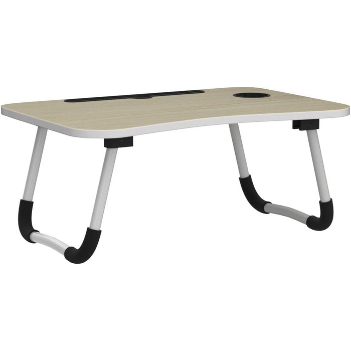 Стіл для ноутбука, піднос для ліжка, складаний портативний стіл для ноутбука, піднос для читання, піднос для сніданку, стіл для ноутбука, тримач для напоїв, піднос для книг, для вітальні, офісу та в дорогу, 60 x 40 см, білий