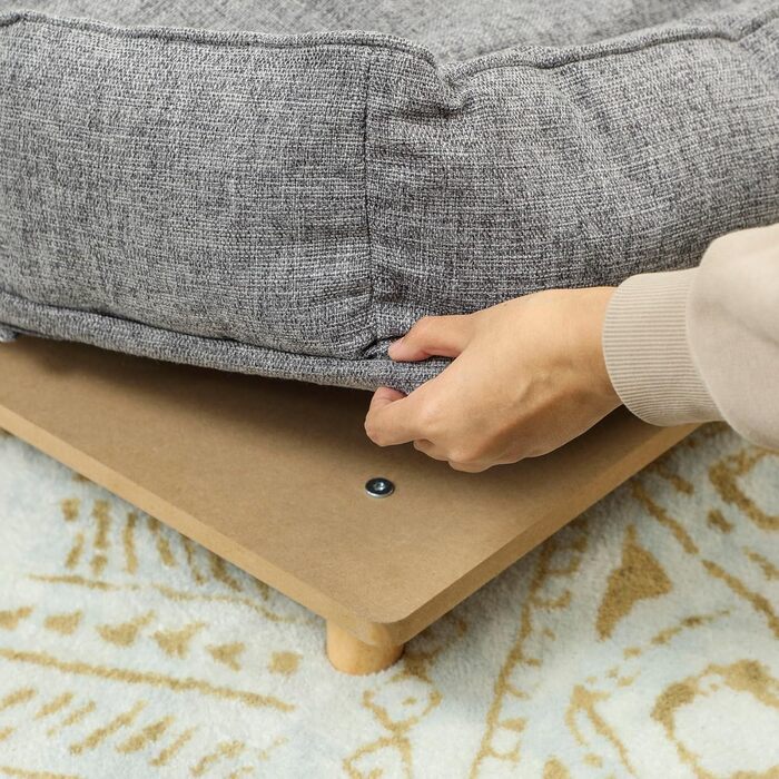 Диван-ліжко для собак PawHut з підлокотником, на дерев'яних ніжках, 96 x 66 x 24 см, темно-сірий