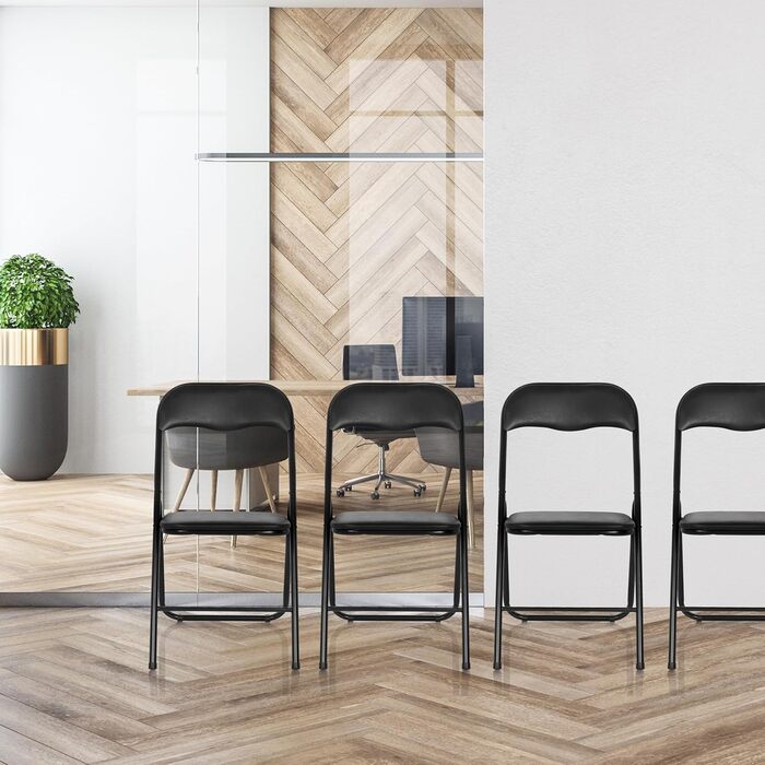 Складаний офісний стілець hjh OFFICE TUDELA, до 130 кг, чорний, м'яке сидіння, ПВХ