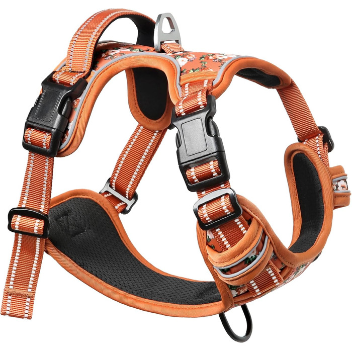 Шлейка для собак HEELE з поглинанням ривка, світловідбиваюча, для середніх собак, з м'яким ручним захопленням, коричнева, розмір M (L - обхват грудей: 43-86 см)