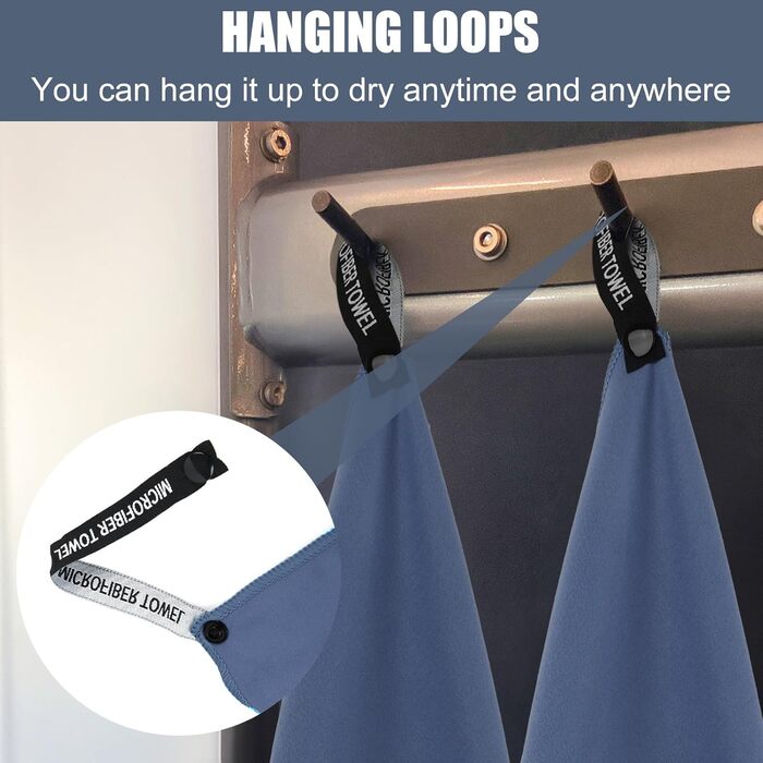 Набір рушників Neerow з мікрофібри (3 шт.): великий (152x76 см), фітнес (80x40 см), маленький (30x30 см), кольоростійкі, швидковисихаючі (Marine)