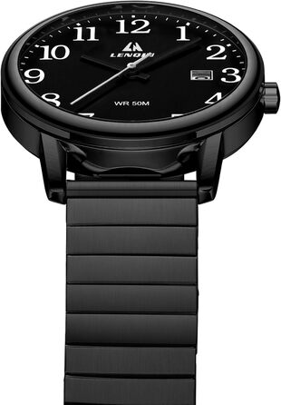 Чоловічий годинник: аналоговий кварцовий годинник з датою, водонепроникний, 38 мм, чорний. Стильний годинник для бізнесу та повсякденного носіння