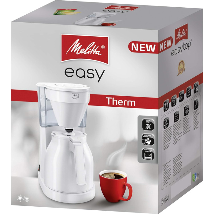 Кавомашина Melitta Easy знімний фільтр, для 10 чашок, термокана, білий