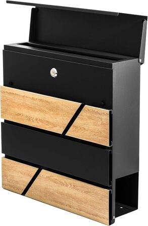 Поштова скринька Verda з газетницею, антрацит RAL 7016, срібло, 37x37x11 см, 2 ключі, монтажний комплект. Дизайнерська настінна поштова скринька