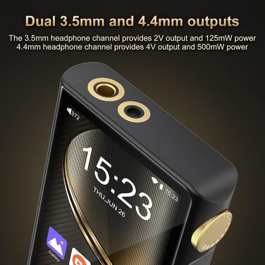 HiFi MP3 плеєр ZAQE з Bluetooth та WiFi, Android 12, Lossless DSD DAC, підтримка Flac, 64GB карта пам'яті (до 512GB), чорний