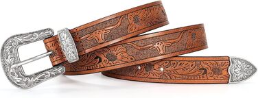 Жіночий шкіряний ремінь JasGood для джинсів та штанів, вінтажний стиль, колір: коричневий, розміри: M (110 см), XL (130 см)