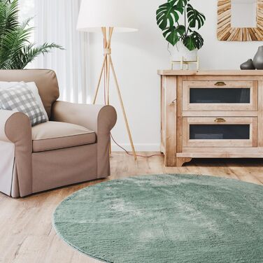 Килимок для вітальні Interiyou Fargo 80x150 см - короткий ворс, миючий, нековзний, штучне хутро, м'який ворс (зелений)