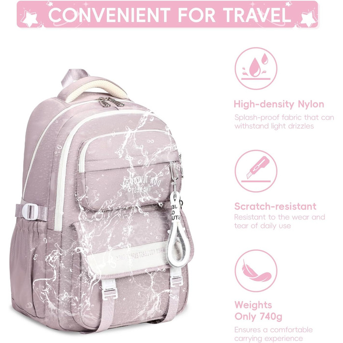 Шкільний рюкзак Tanou для підлітків, дівчаток, 4-12 клас. Великий, водонепроникний, для школи, середньої та вищої освіти (фіолетовий)