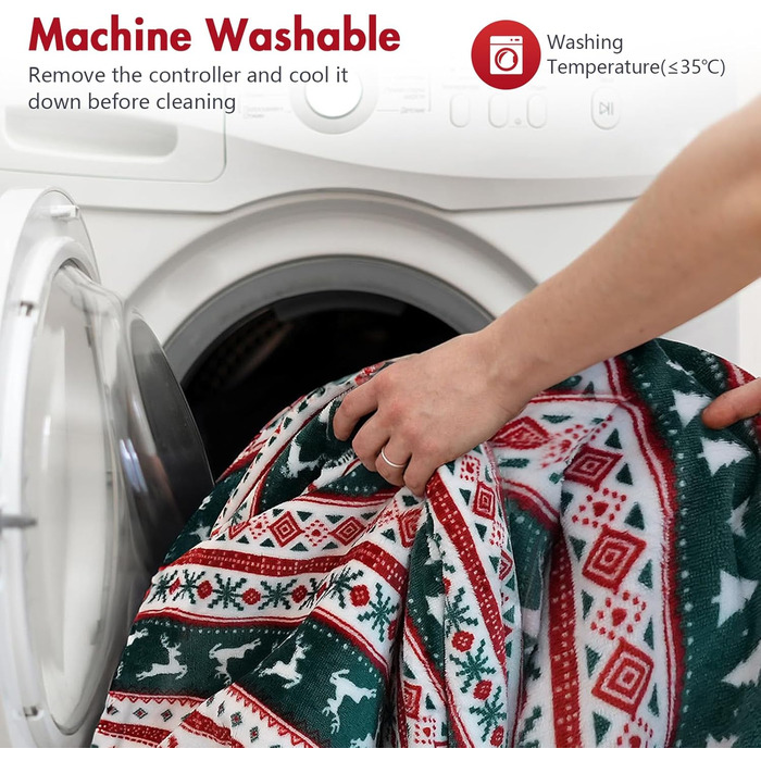 Електрична гріюча ковдра PRANITE 200x180 см з Sherpa-фланелі, 6 режимів нагріву, таймер, захист від перегріву, червона